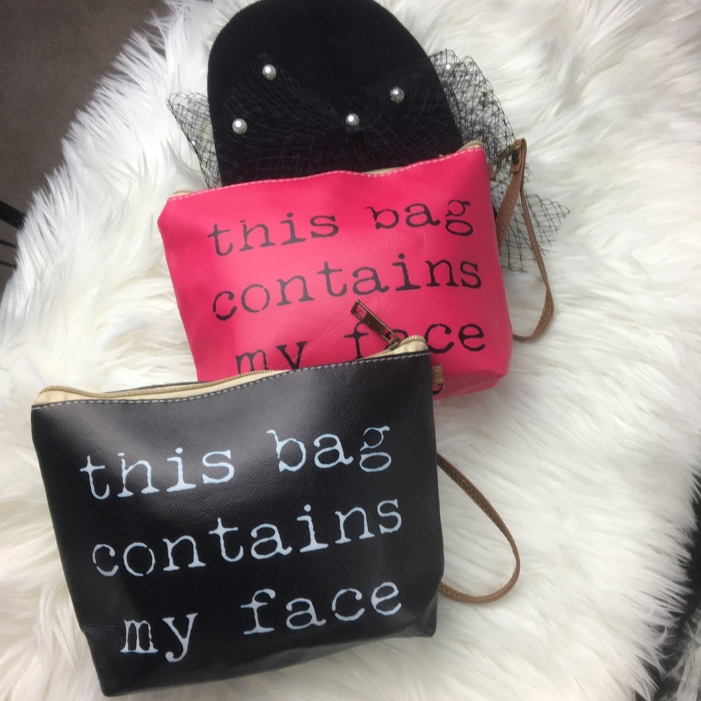 “ this bag contains my face” large wristlet bag - Picture 3 of 3